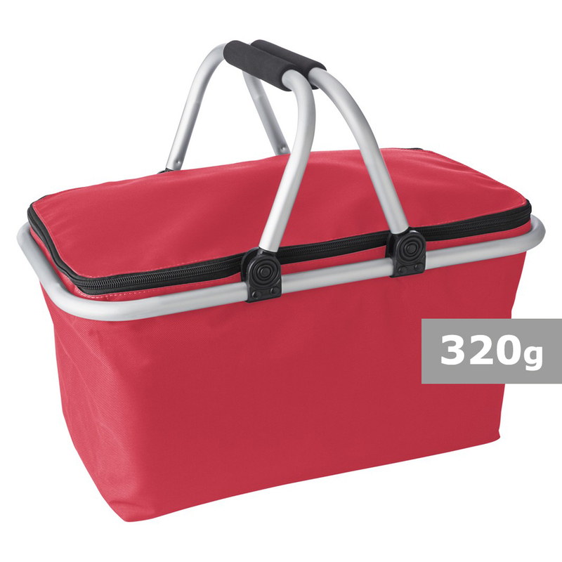 Koszyk poliestrowy, składany, torba termoizolacyjna V9432-05 - czerwony