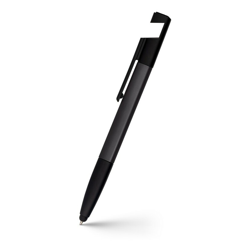 Dlugopis wielofunkcyjny, czyscik do ekranu, linijka, stojak na telefon, touch pen, srubokrety V1849-03 - czarny