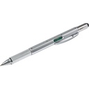 Dlugopis wielofunkcyjny, linijka, poziomica, touch pen V1919-32 - srebrny