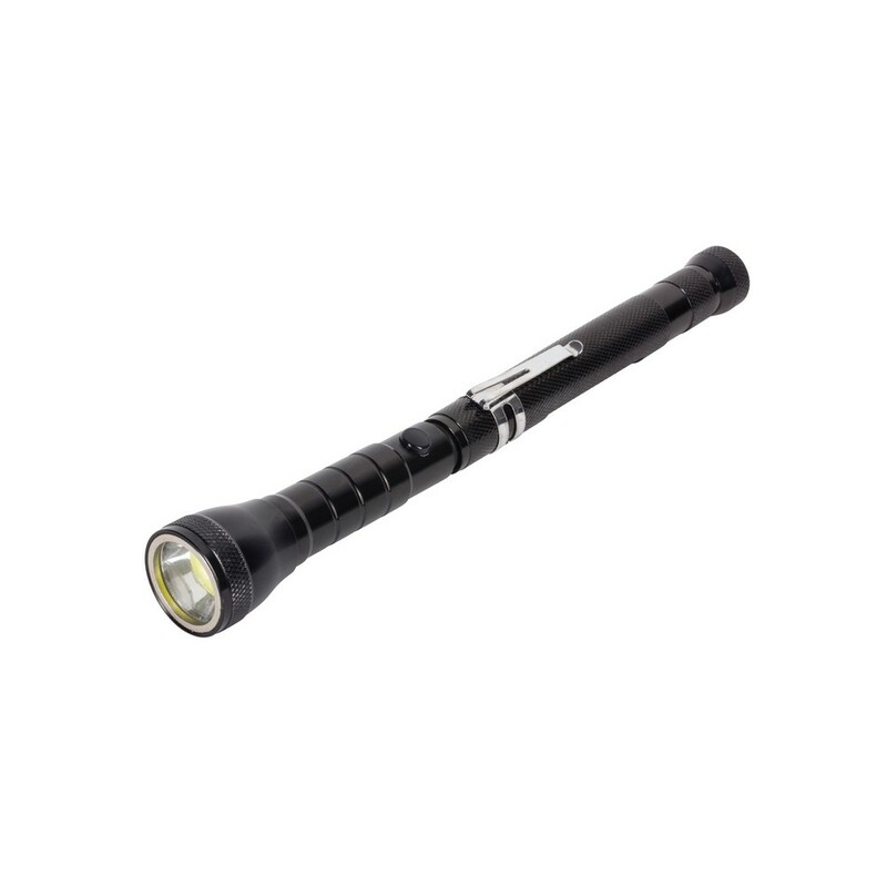 Teleskopowa latarka COB | Scout V9753-03 - czarny