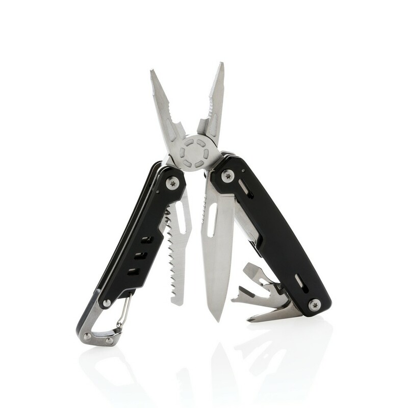 Narzedzie wielofunkcyjne z karabinczykiem Solid, 11 el. P221.331 - czarny