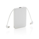Power bank 5000 mAh, zintegrowany kabel 3 w 1 P322.083 - bialy