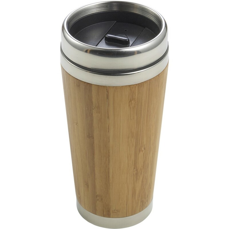 Bambusowy kubek termiczny 400 ml V0773-18 - jasnobrazowy
