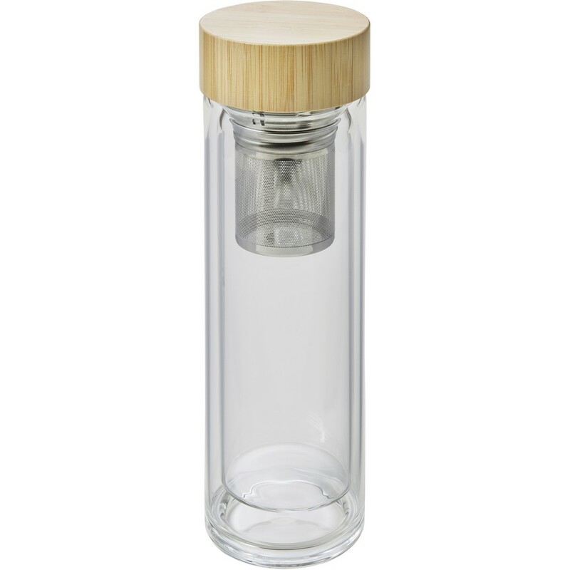 Szklany termos 420 ml, posiada sitko zatrzymujace fusy V0774-18 - jasnobrazowy