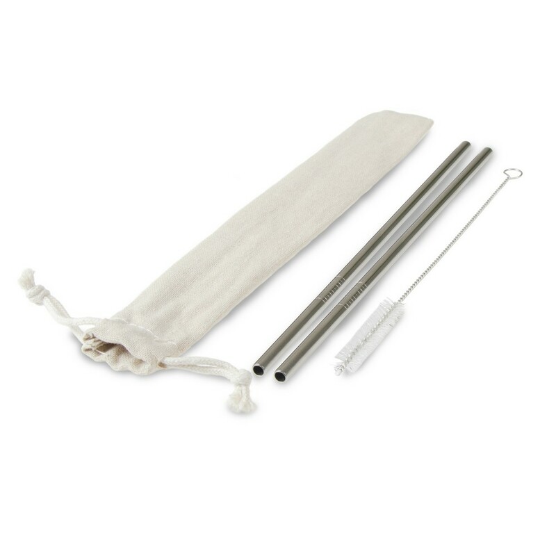 Zestaw słomek wielokrotnego użytku, 2 szt. z czyścikiem V8803-32 - srebrny
