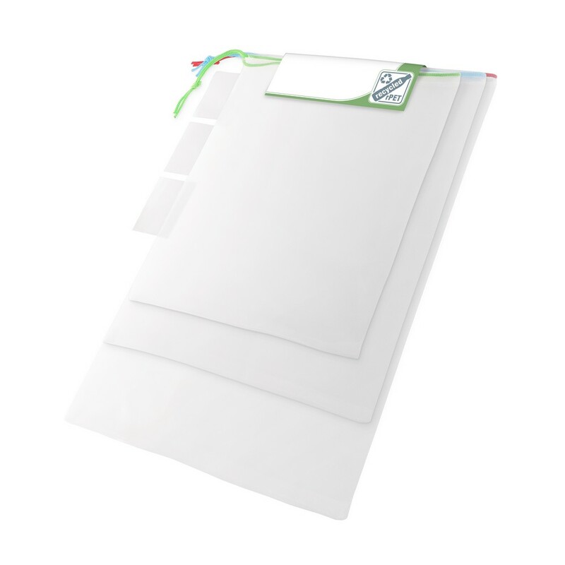 Zestaw woreczków na owoce i warzywa RPET, 3 szt. | Steven V0783-02 - biały