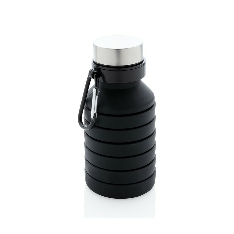 Skladana butelka sportowa 550 ml z karabinczykiem P432.621 - czarny