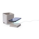 Ladowarka bezprzewodowa 5W ze slomy pszenicznej, hub USB 2.0, pojemnik na przybory do pisania, stojak na telefon V0116-00 - neutralny