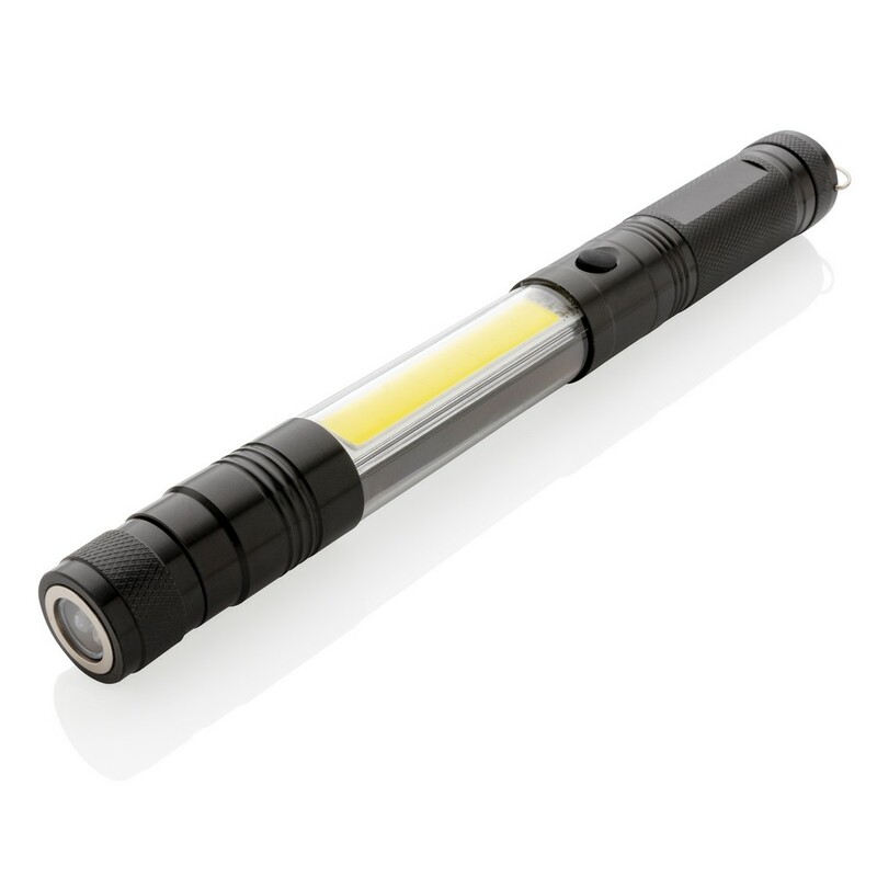 Teleskopowa latarka COB P513.891 - czarny