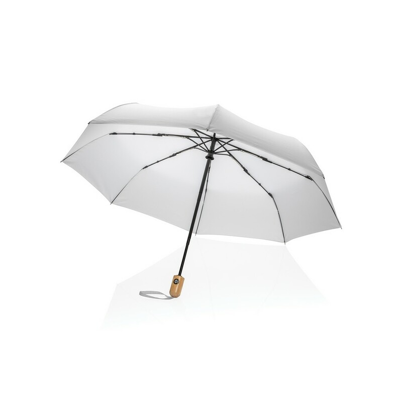 Bambusowy parasol automatyczny 21" AWARE™ RPET P850.613 - bialy