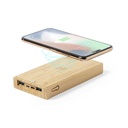 Bambusowy bezprzewodowy power bank 10000 mAh, ladowarka bezprzewodowa 5W, ladowarka sloneczna V8335-16 - brazowy