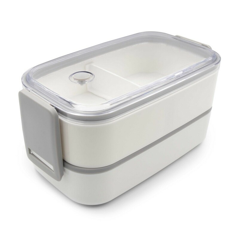 Pudelka sniadaniowe 2 w 1, 2x700 ml, sztucce | Cash V7246-02 - bialy
