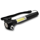 Latarka bezpieczenstwa 1 LED COB, przecinak do pasow, mlotek bezpieczenstwa | Flint V0925-03 - czarny