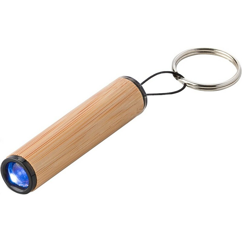 Bambusowy brelok do kluczy, lampka LED V4896-17 - brazowy