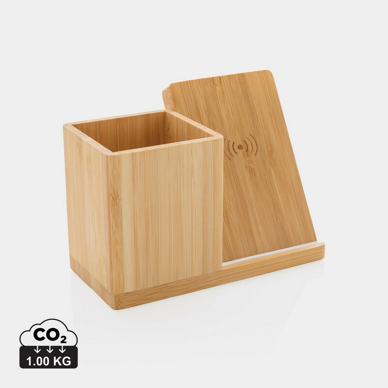 Ladowarka bezprzewodowa 5W, organizer na biurko Calgary P308.479 - brazowy