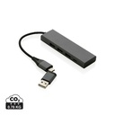 Hub USB 2.0 z USB C, aluminium z recyklingu P308.682 - szary