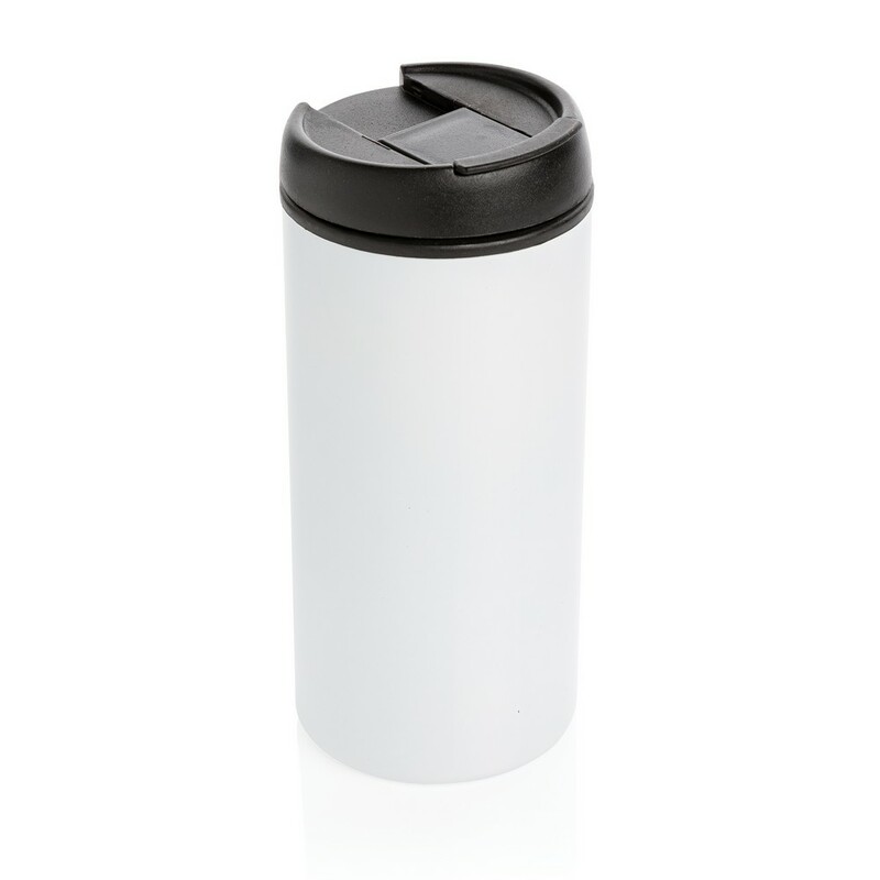 Kubek podrozny 300 ml Metro ze stali nierdzewnej z recyklingu P435.043 - bialy