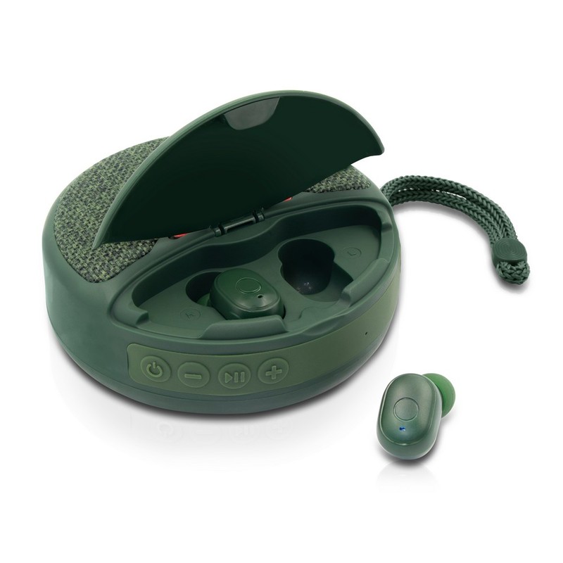 Glosnik bezprzewodowy 5W Air Gifts, radio, bezprzewodowe sluchawki douszne | Caleb V7282-06 - zielony