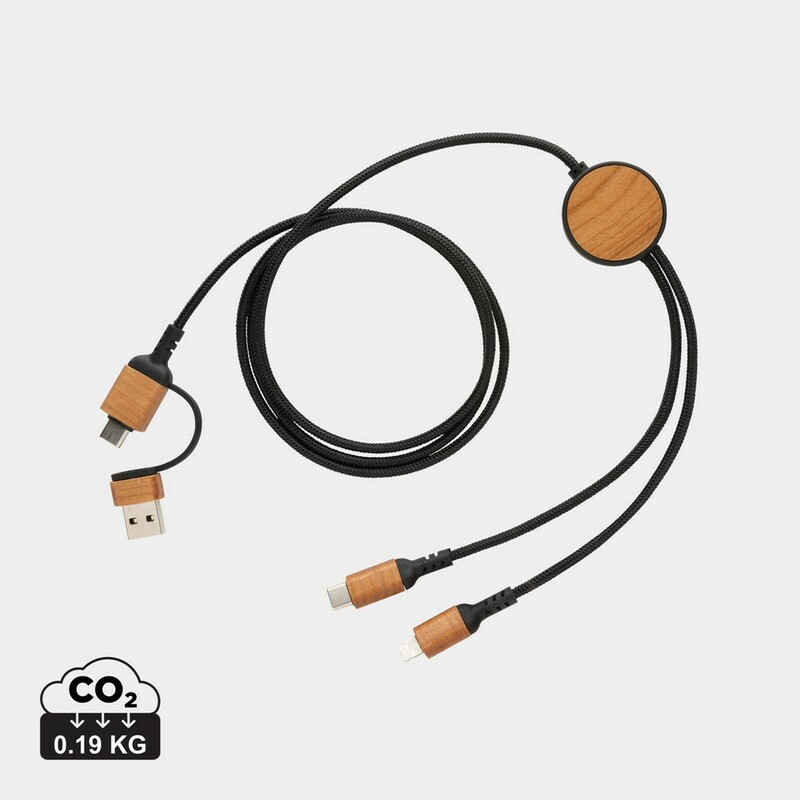 Kabel do ladowania 6 w 1 Ohio, plastik z recyklingu P302.861 - czarny