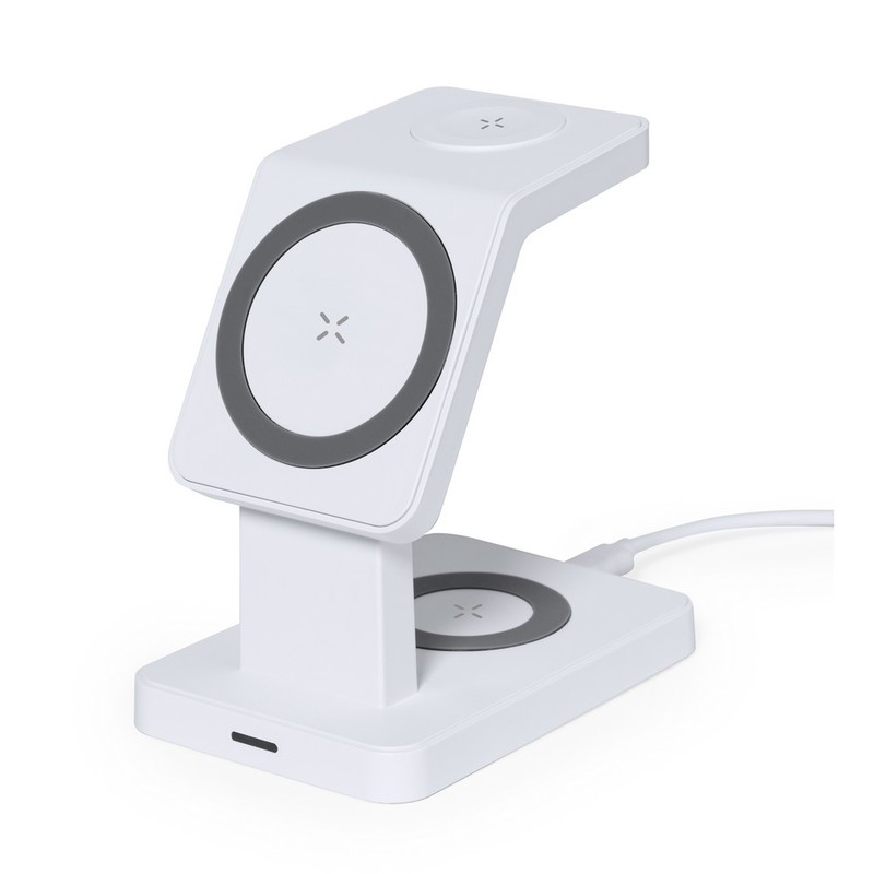 Magnetyczna ladowarka bezprzewodowa 15W, 3 w 1, stojak na telefon V1351-02 - bialy