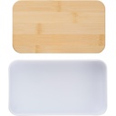 Pudelka sniadaniowe 2 w 1, 2x400 ml, bambusowe wieczko, sztucce V1215-02 - bialy