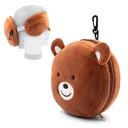 Pluszowa poduszka, zagłówek podróżny, maska na oczy, miś | Ren HE829-16 - brązowy