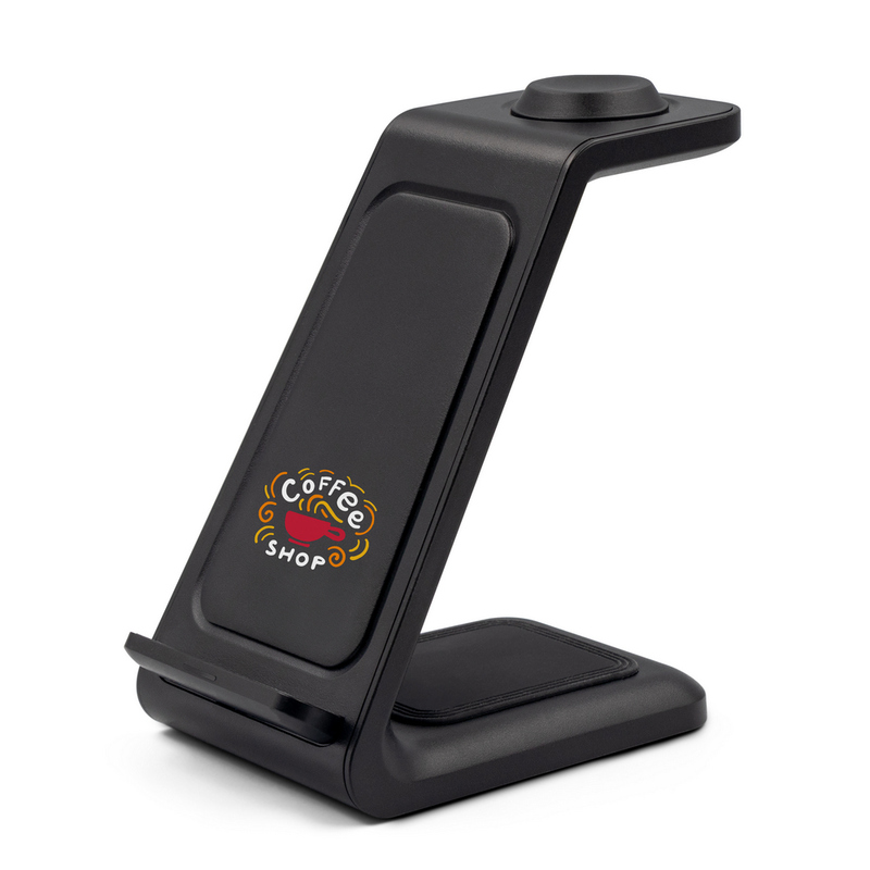 Ladowarka bezprzewodowa 15W, 3 w 1, stojak na telefon | Todd V1380-03 - czarny