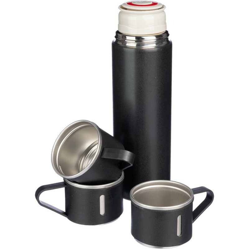 Termos 420 ml, trzy kubki 150 ml VA195-03 - czarny
