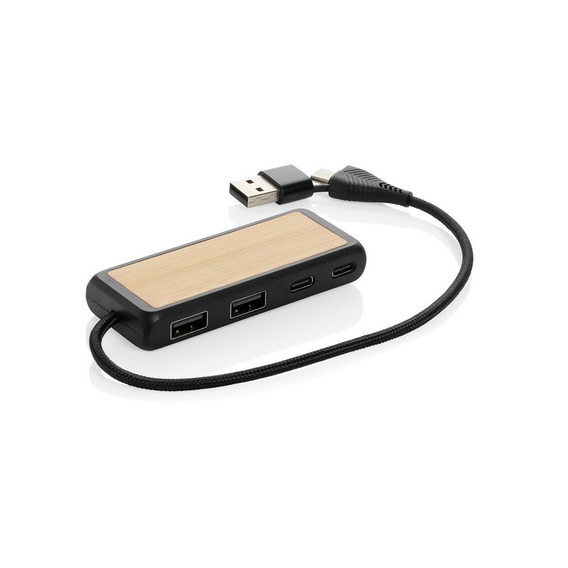 Hub USB, plastik z recyklingu P308.5601 - czarny