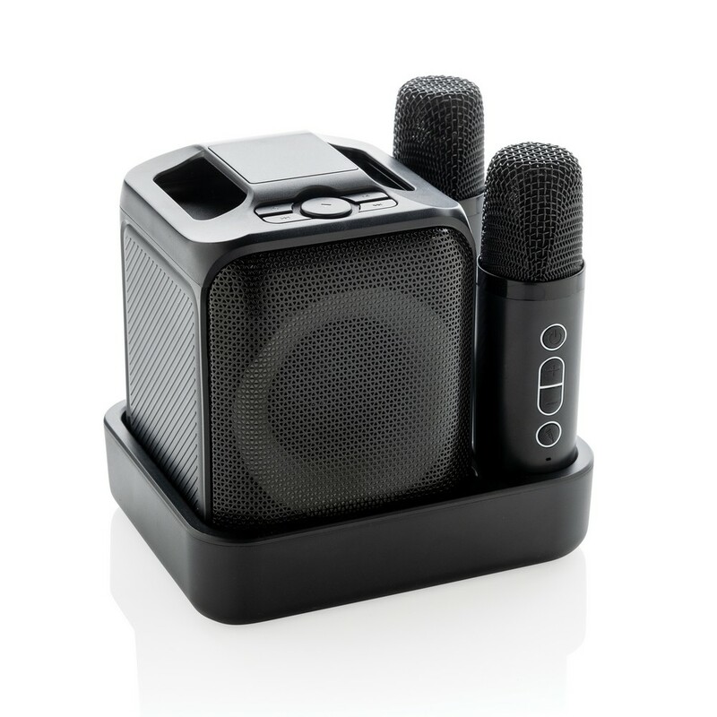 Zestaw do karaoke Singvibe, glosnik bezprzewodowy i dwa mikrofony P331.0601 - czarny