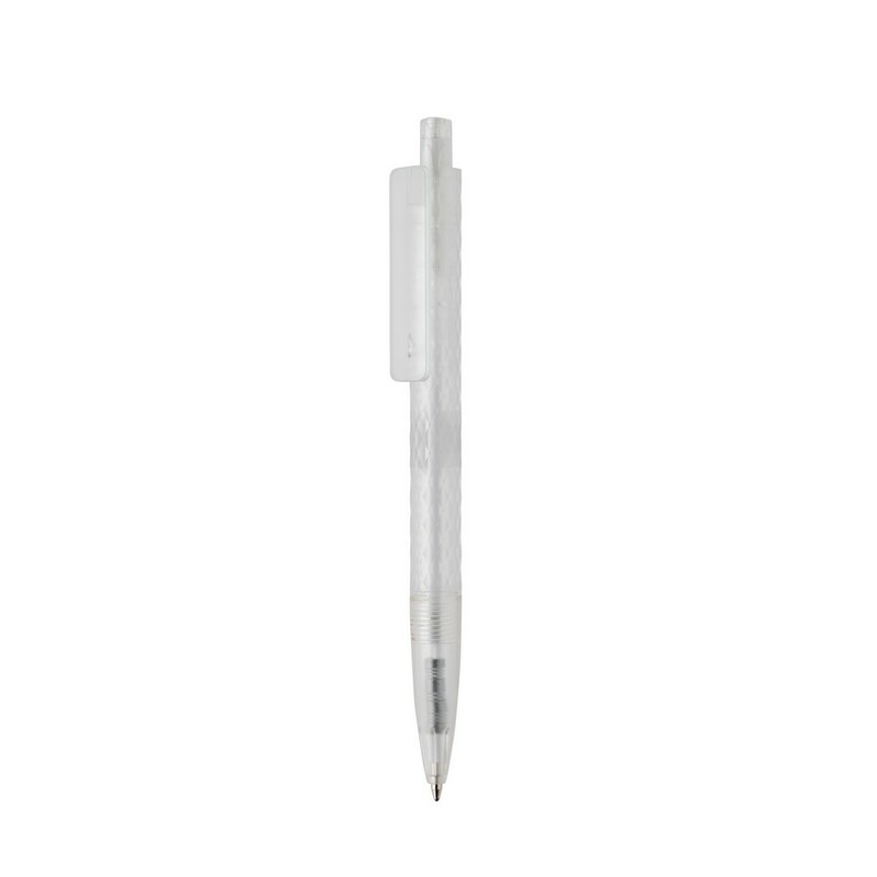 Geometryczny dlugopis z PC z recyklingu X3 Frosted P611.3303 - bialy