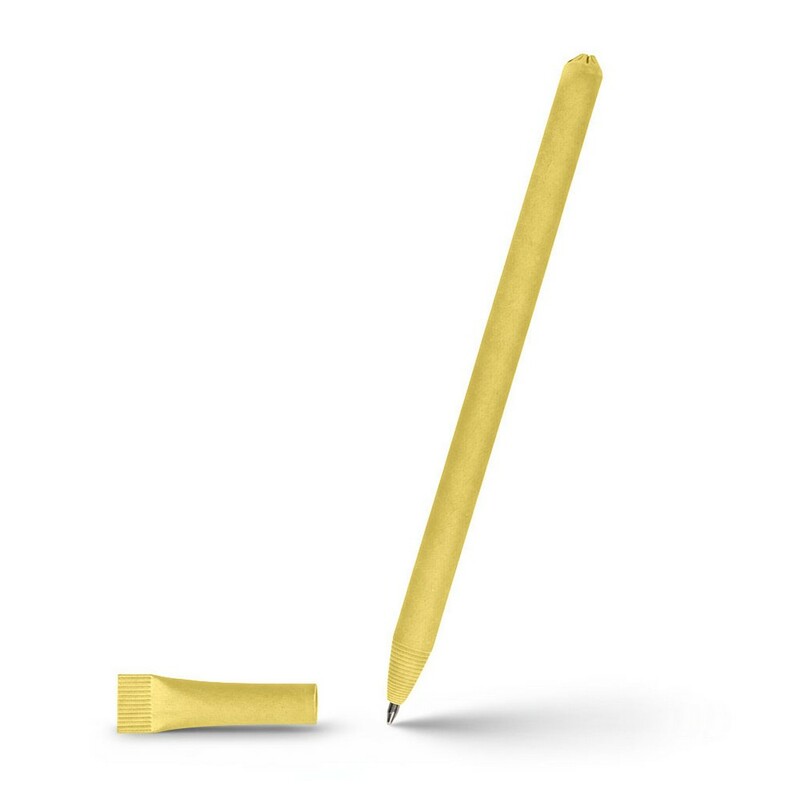 Długopis ze zrolowanego papieru z zatyczką | Debra V1630-08 - żółty