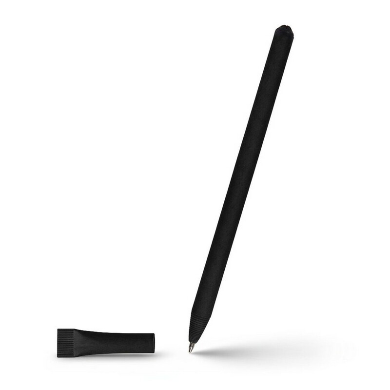 Długopis ze zrolowanego papieru z zatyczką | Debra V1630-03 - czarny