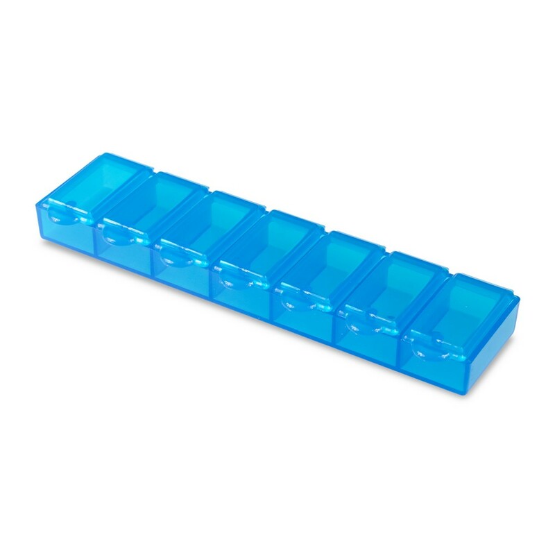 Pojemnik na tabletki z 7 przegrodami V9597-11 - niebieski