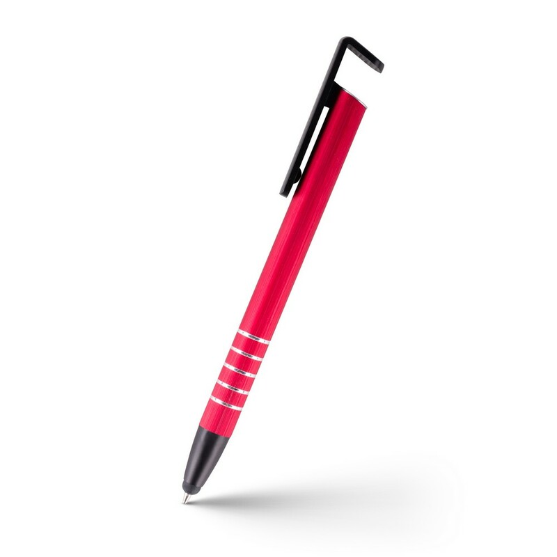 Długopis, touch pen, stojak na telefon | Erran V1816-05 - czerwony