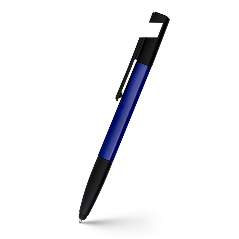 Dlugopis wielofunkcyjny, czyscik do ekranu, linijka, stojak na telefon, touch pen, srubokrety V1849-04 - granatowy