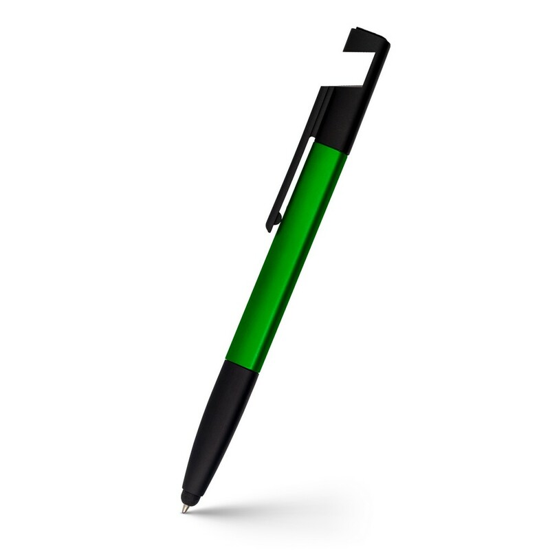 Dlugopis wielofunkcyjny, czyscik do ekranu, linijka, stojak na telefon, touch pen, srubokrety V1849-06 - zielony