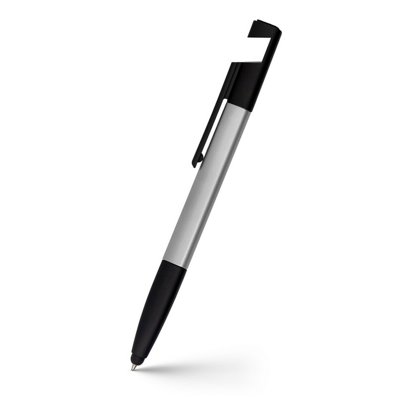 Dlugopis wielofunkcyjny, czyscik do ekranu, linijka, stojak na telefon, touch pen, srubokrety V1849-19 - szary