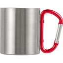 Metalowy kubek 185 ml z karabinczykiem V0646-05 - czerwony