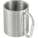 Metalowy kubek 185 ml z karabinczykiem V0646-32 - srebrny