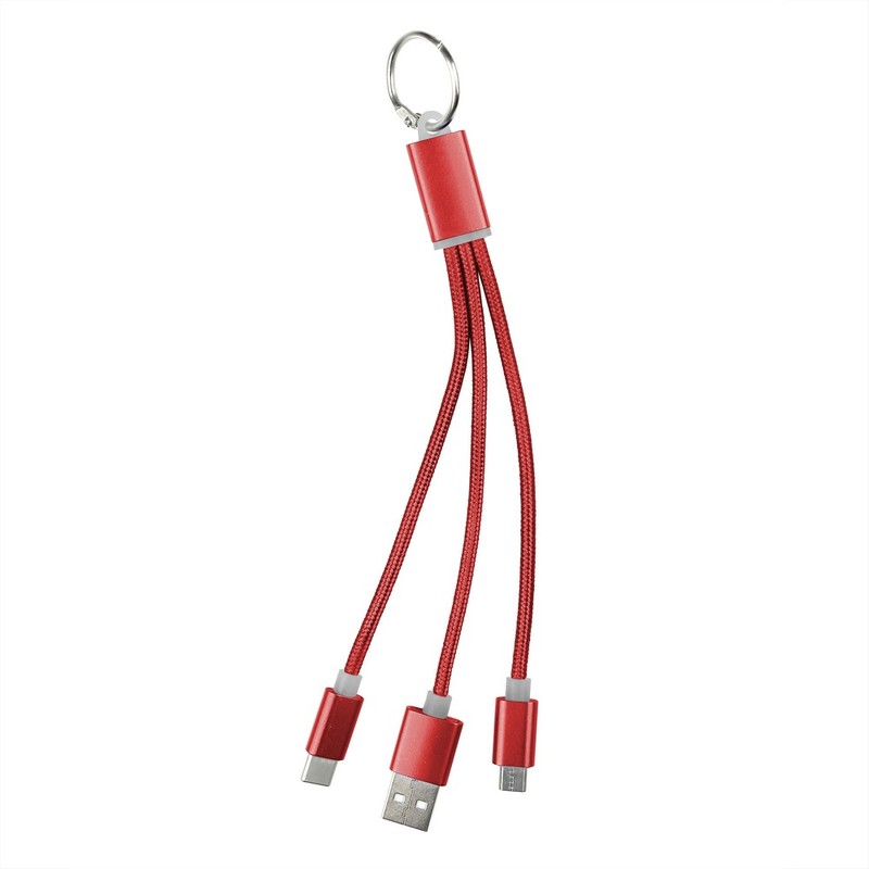 Kabel do ladowania, brelok do kluczy V0345-05 - czerwony