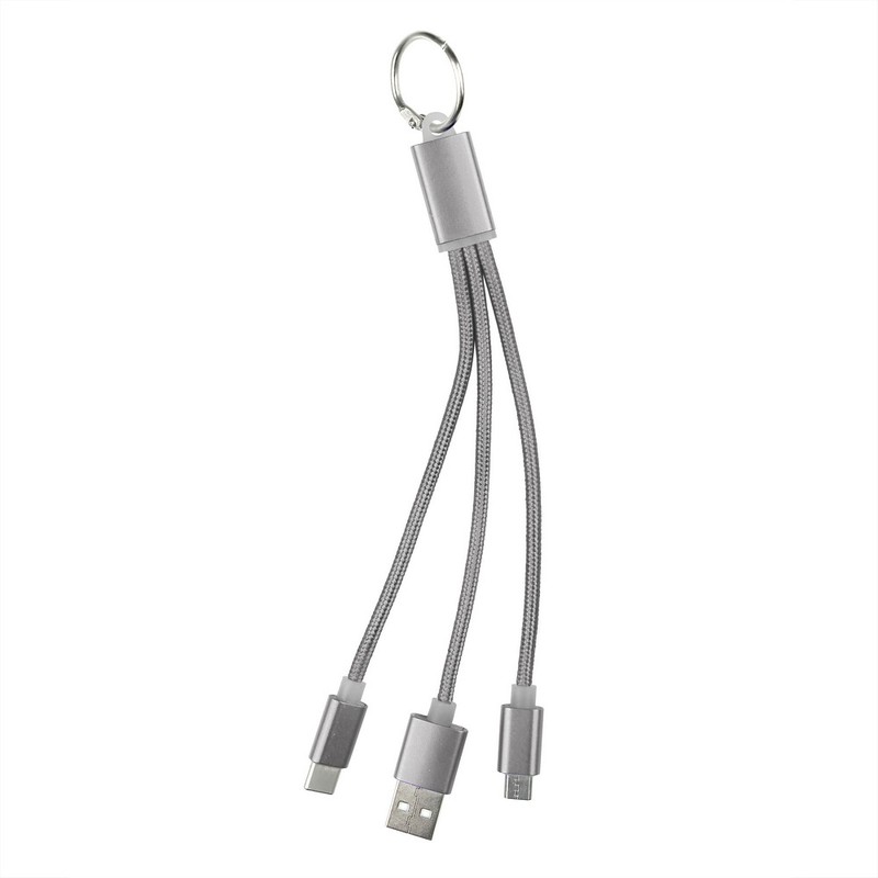 Kabel do ladowania, brelok do kluczy V0345-32 - srebrny