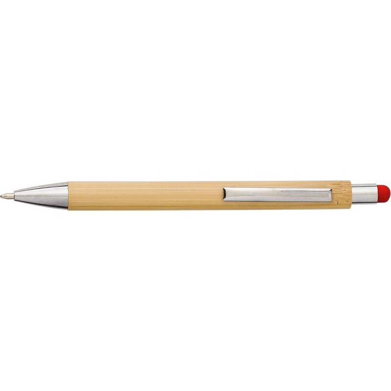 Bambusowy dlugopis, touch pen V9335-05 - czerwony