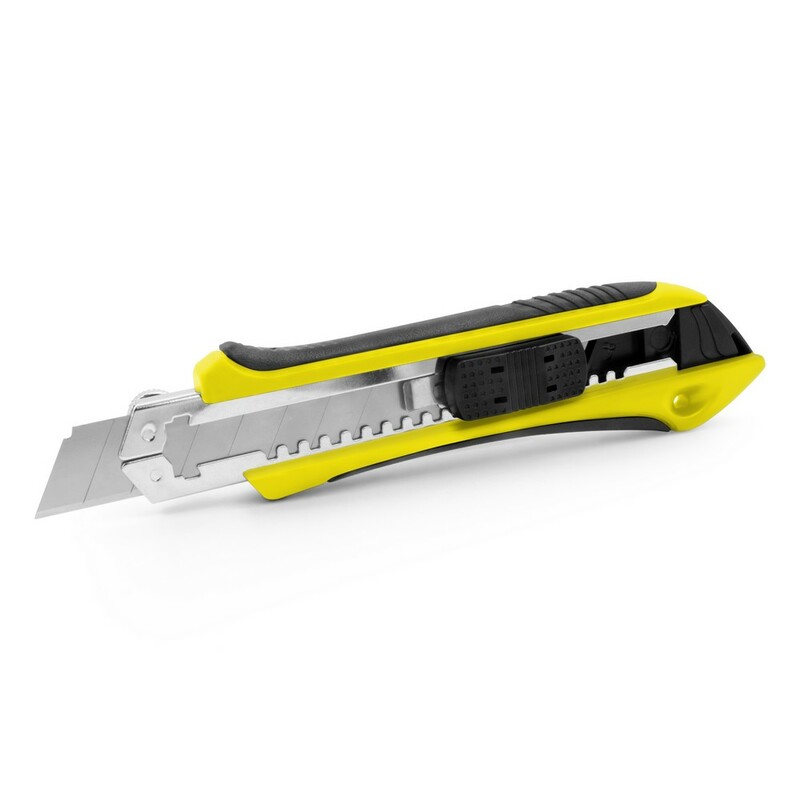 Noz do tapet z mechanizmem zabezpieczajacym, zapasowe ostrza w komplecie | Sutton V7237-08 - zolty