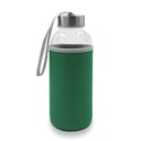 Szklana butelka 420 ml w pokrowcu | Bob V0462-06 - zielony