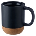 Kubek ceramiczny 300 ml z korkowym elementem V6985-03 - czarny
