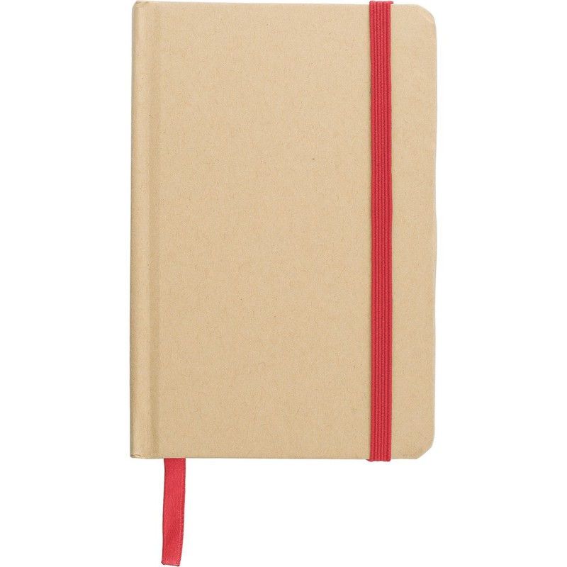 Notatnik A6 z papieru kraftowego z recyklingu V1164-05 - czerwony