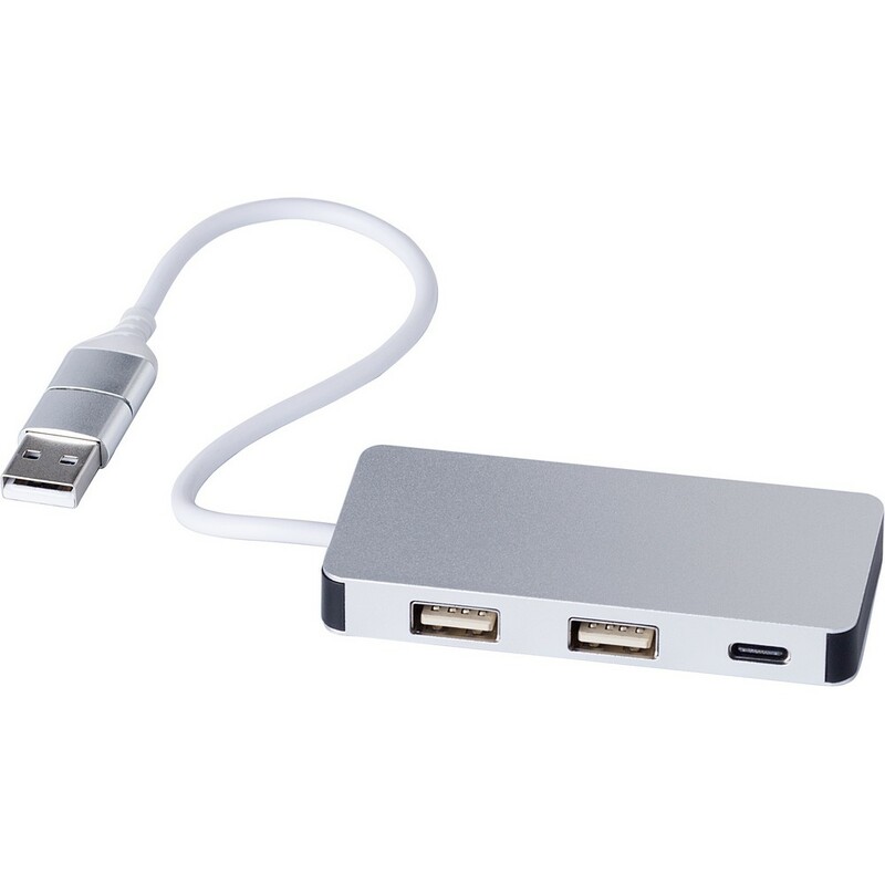 Hub USB i USB typu C V1689-32 - srebrny