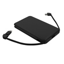 Power bank 5000 mAh ze zintegrowanymi kablami, adapter w komplecie | Presley V0905-03 - czarny