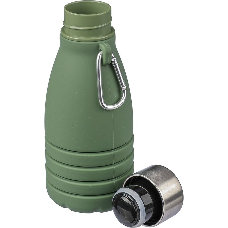 Skladana butelka sportowa 550 ml z karabinczykiem VA459-06 - zielony
